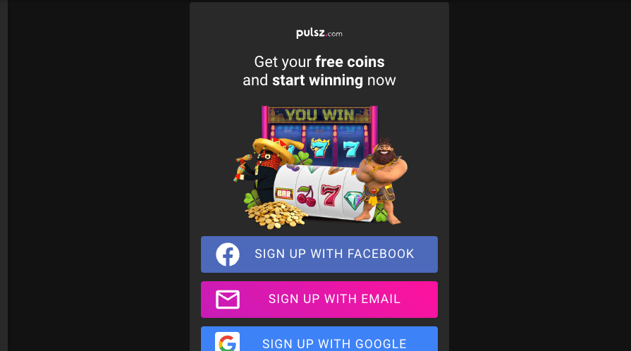 Pulsz Casino registration desktop banner